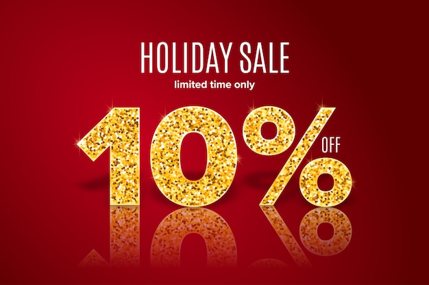 Premium Vector Golden Holiday Sale 10 Off On Red Background Limited Time Only