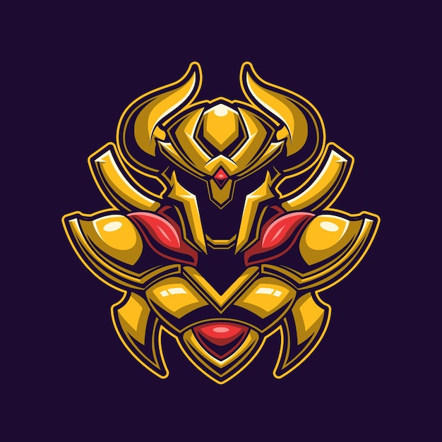 Premium Vector | Golden knight head with helmet concept