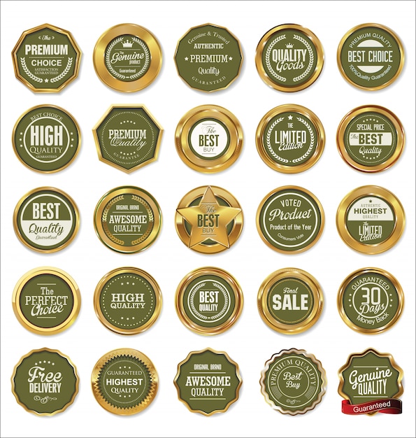 Premium Vector | Golden labels collection