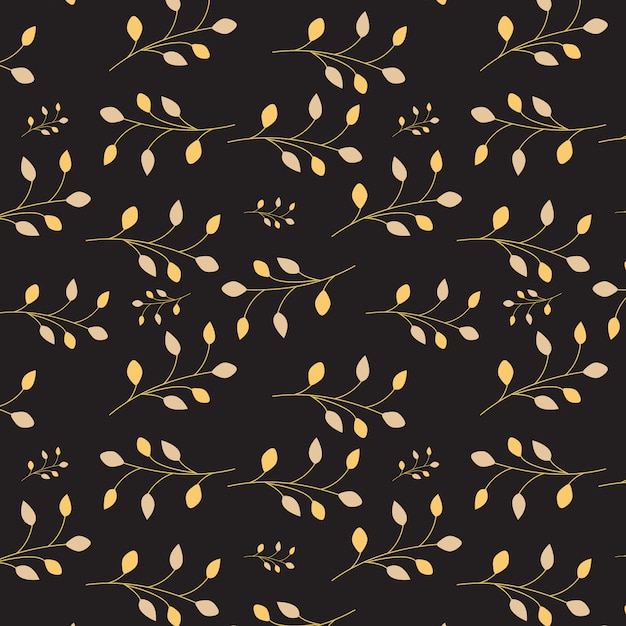 Premium Vector | Golden leaves on black background