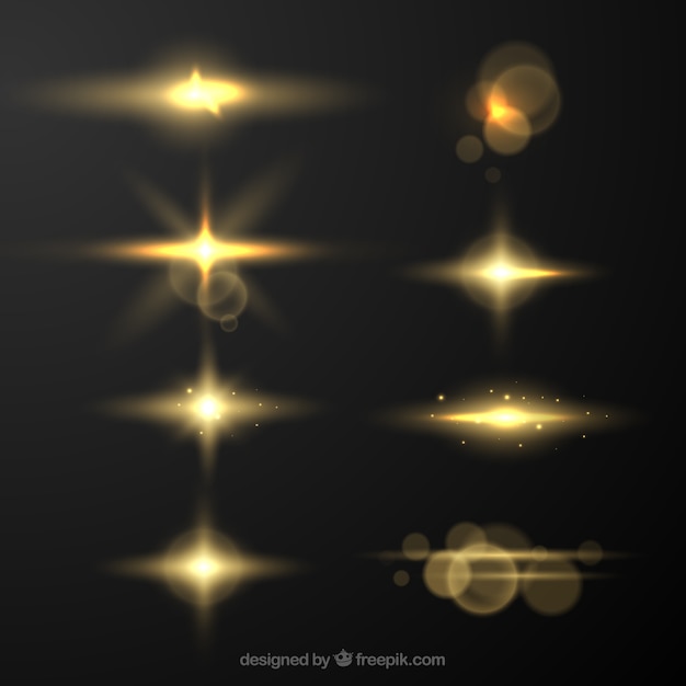 Free Vector | Golden lens flare collection