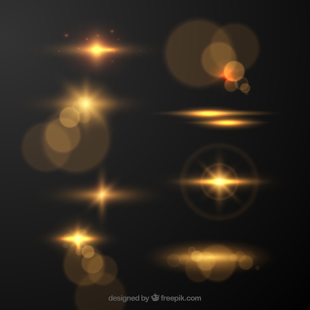 Golden lens flare collection | Free Vector