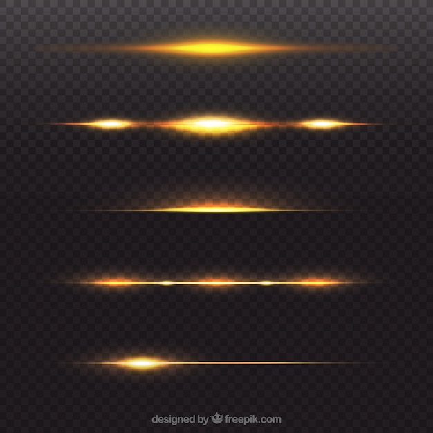 Golden lens flare divider collection Vector | Free Download