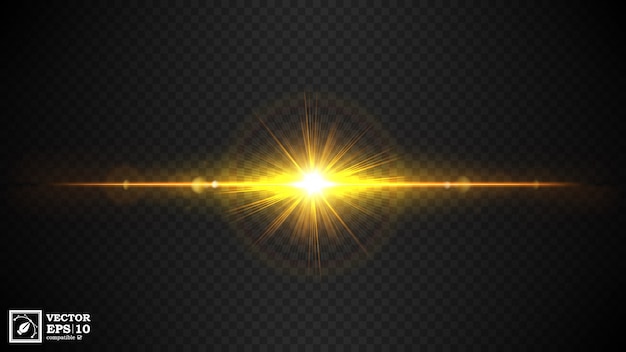 Golden lens flare on transparent | Premium Vector