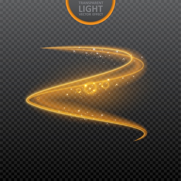 Golden light effect on transparent with realistic sparkles Vector