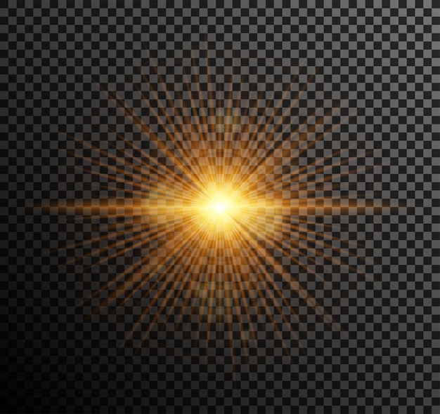 Free Vector Golden Light Shining Particles Bokeh Sparks Glare With A Highlight Effect