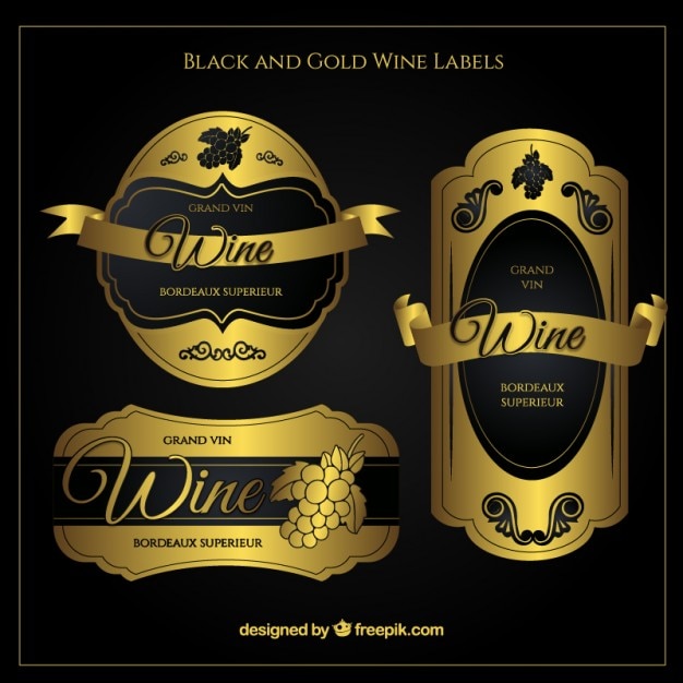 Golden luxury wine labels Vector | Premium Download