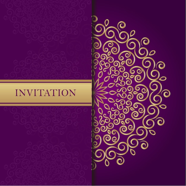 Golden mandala on purple background Vector | Free Download