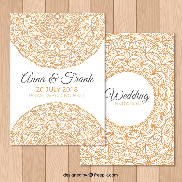 Download Golden mandala wedding card Vector | Free Download