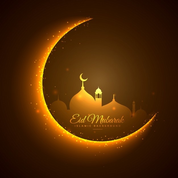 Golden moon and mosque eid festival\
background