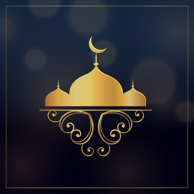 Golden mosque bokeh design for eid mubarak Vector | Free Download