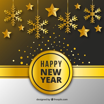 Free Vector | Golden new year background with flat design