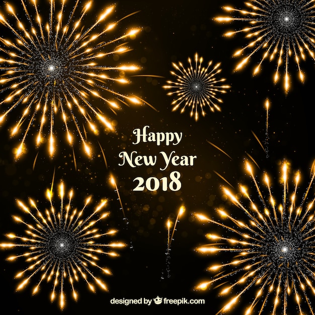 Free Vector | Golden new year fireworks