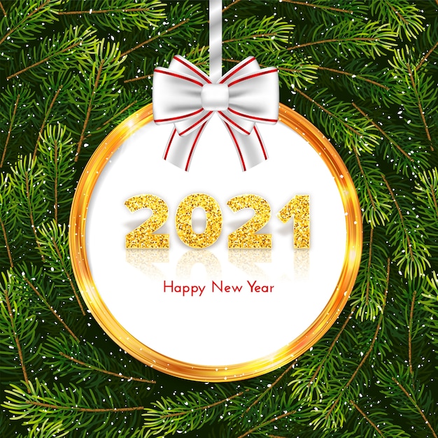 Download Premium Vector | Golden numbers 2021 on fir tree branches ...
