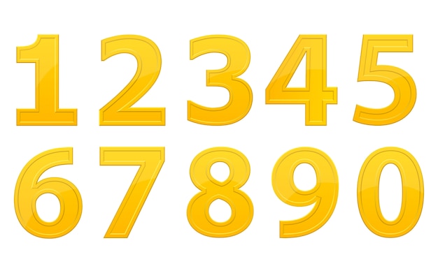 白い背景に分離された黄金の数字デザインイラスト プレミアムベクター