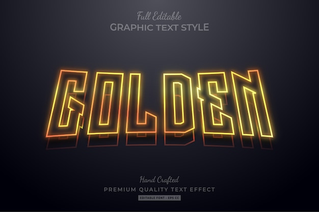 Premium Vector | Golden Outline Editable Premium Text Style Effect