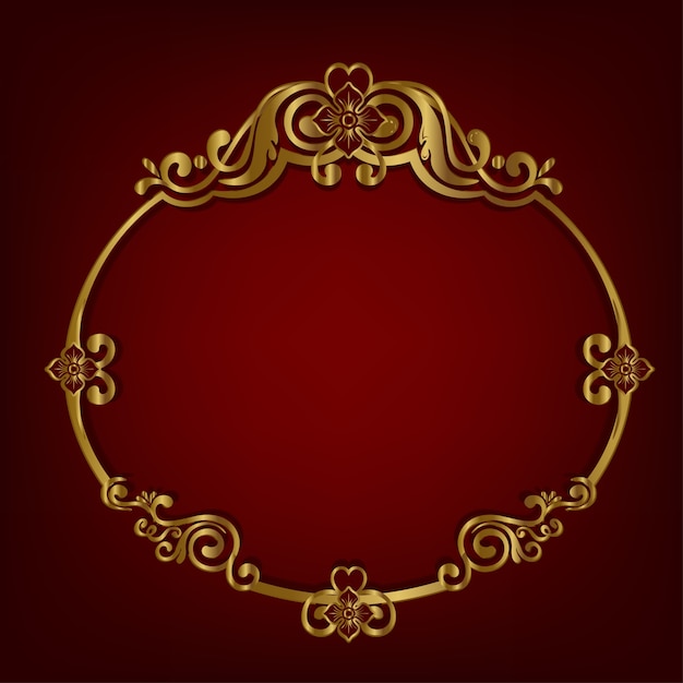 Premium Vector | Golden of oval frame antique classic style