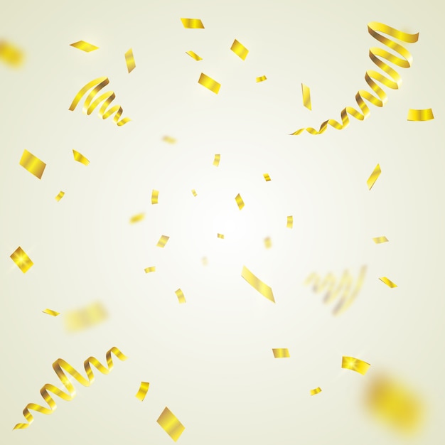 Premium Vector | Golden party streamers and confetti