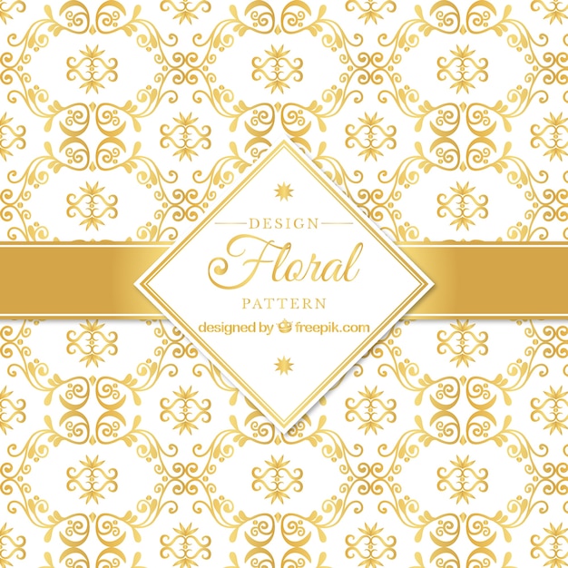 Golden pattern with floral design | Free Vector