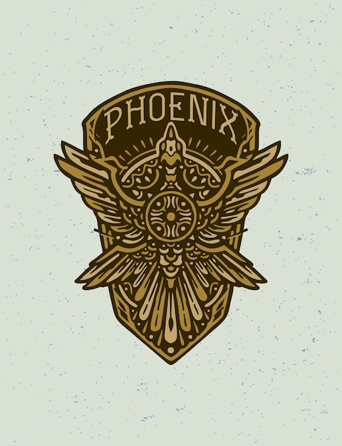 Premium Vector The Golden Phoenix Badge Design T Shirt