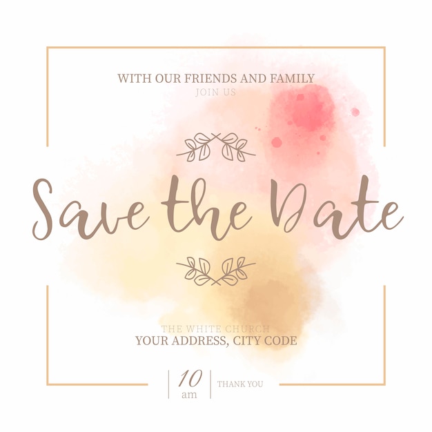 Free Vector Golden Pink Save The Date Invitation