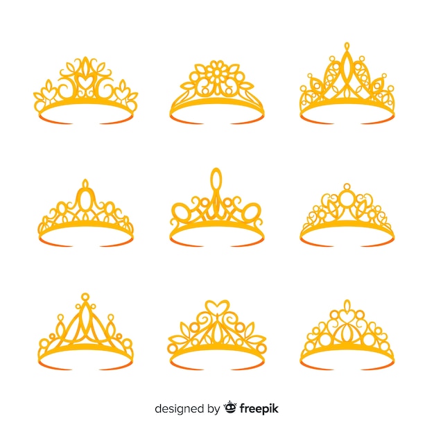 Download Golden princess tiara collection Vector | Free Download