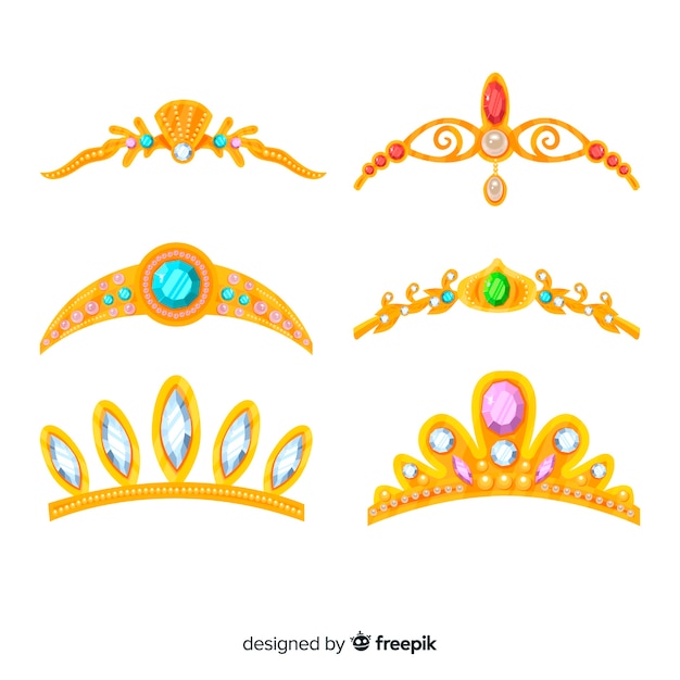 Download Free Vector | Golden princess tiara collection