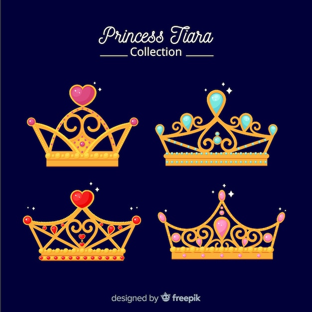 Download Golden princess tiara collection | Free Vector