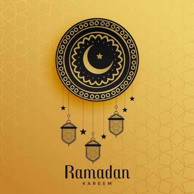 Free Vector | Golden ramadan kareem greeting design