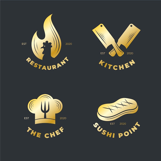 Download Free Golden Retro Restaurant Logo Set Free Vector Use our free logo maker to create a logo and build your brand. Put your logo on business cards, promotional products, or your website for brand visibility.