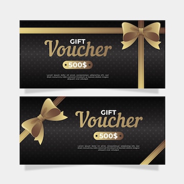 Free Vector | Golden ribbon gift voucher template