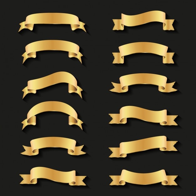 Free Vector Golden Ribbons Collection