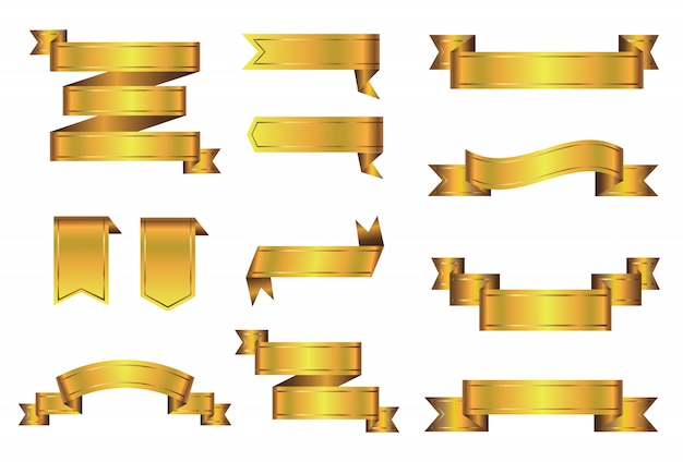 Premium Vector Golden Ribbons Set 