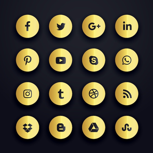Free Vector | Golden round social media icons