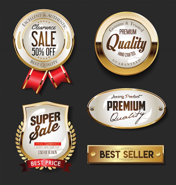 Download Premium Vector | Golden sale labels retro vintage collection