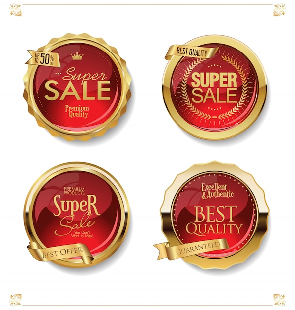 Download Premium Vector | Golden sale labels retro vintage design ...