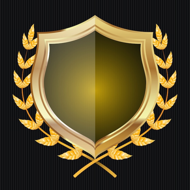 Premium Vector | Golden shield with laurel wreath