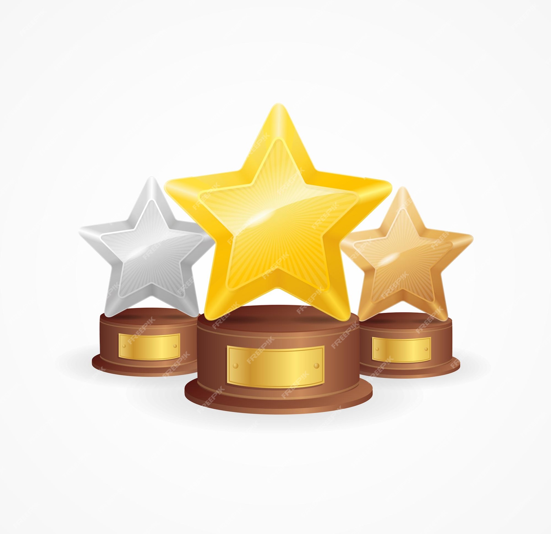 Premium Vector | Golden, silver and bronze star award set. vector ...