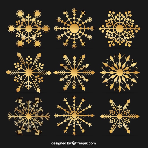 Golden snowflakes in abstract style Vector | Premium Download