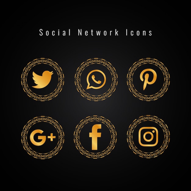 Free Vector | Golden social media icons set