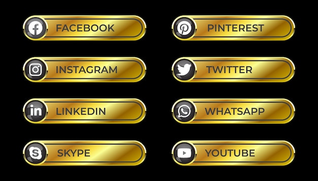 Download Free Golden Solid Shiny 3d Social Media Gradient Button Set With Round Use our free logo maker to create a logo and build your brand. Put your logo on business cards, promotional products, or your website for brand visibility.