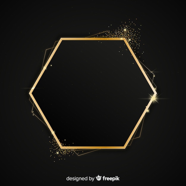 Download Golden sparkling hexagon frame background Vector | Free ...