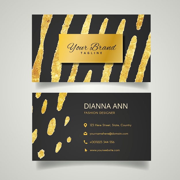 Free Vector Golden Stains Business Card Template