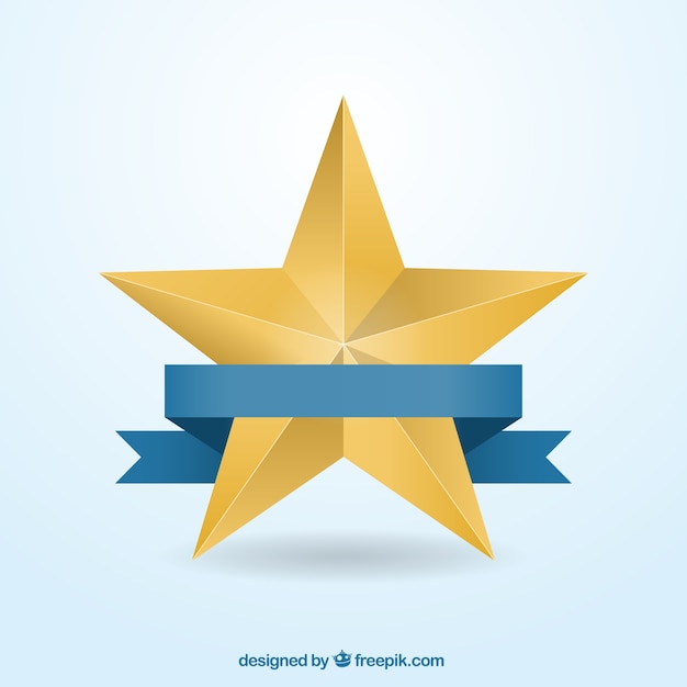 Golden star with a ribbon Vector | Free Download