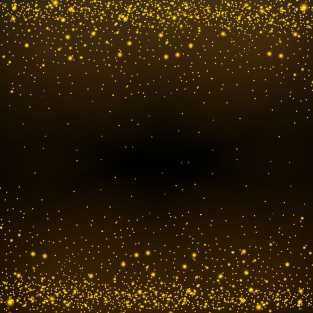 Premium Vector | Golden stars shine on a black background.