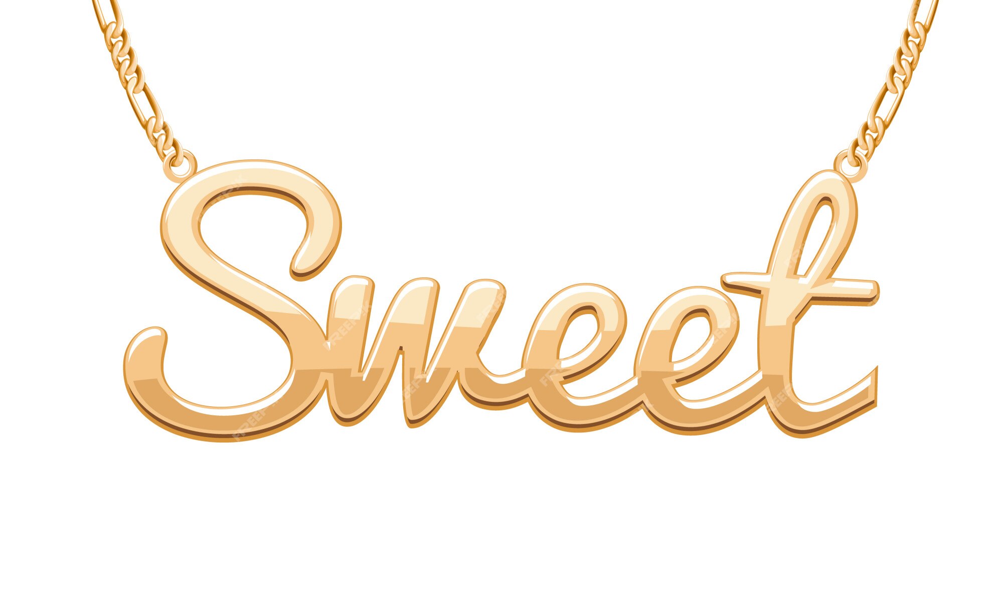 Premium Vector | Golden sweet word pendant on chain necklace. jewelry