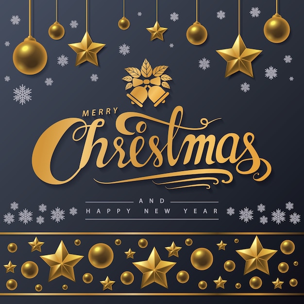 Premium Vector | Golden text of merry christmas on black background