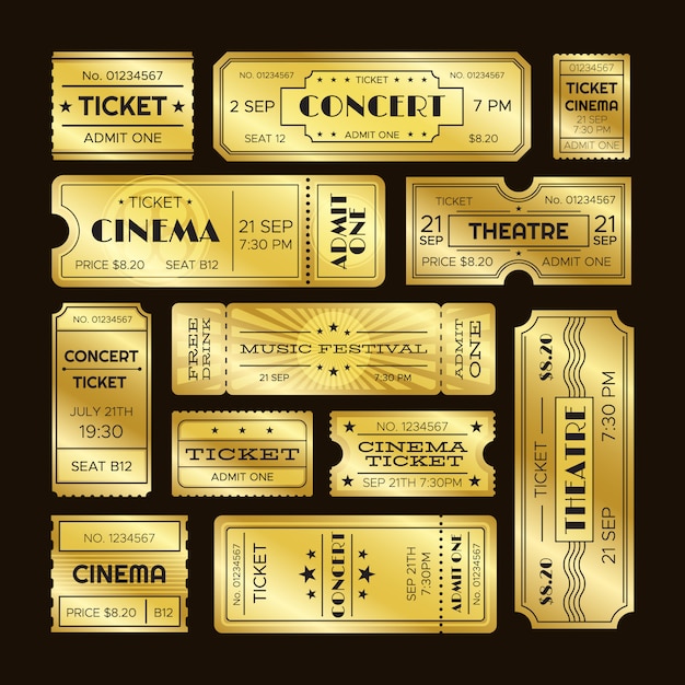 Golden tickets | Premium Vector