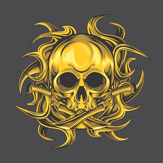 Golden tribal skull  Premium Vector