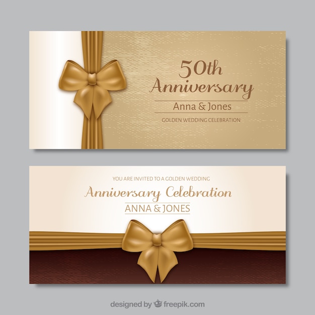 Golden wedding  anniversary  invitation Vector  Premium 